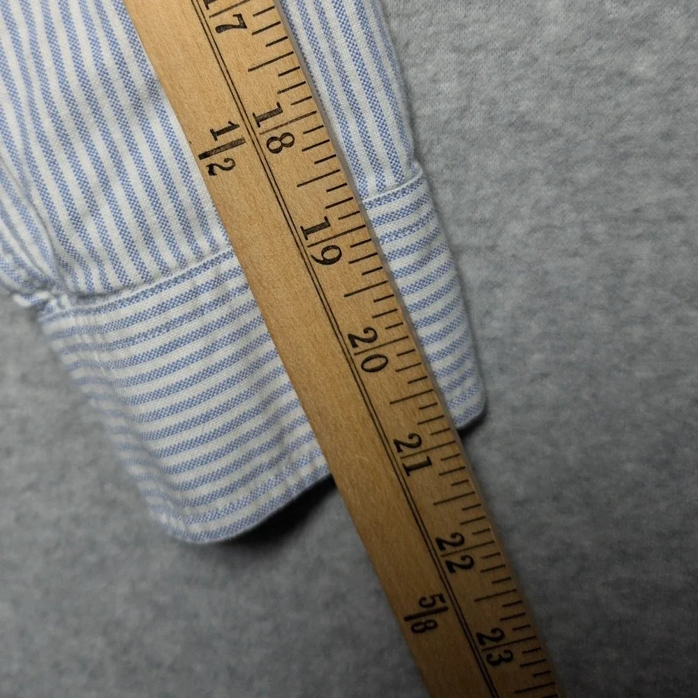 Ralph Lauren Boys Blue White Striped Oxford Button Down Shirt Size 14 Cotton